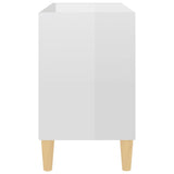 NNEVL TV Cabinet with Solid Wood Legs High Gloss White 69.5x30x50 cm