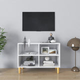 NNEVL TV Cabinet with Solid Wood Legs High Gloss White 69.5x30x50 cm
