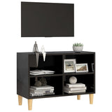 NNEVL TV Cabinet with Solid Wood Legs High Gloss Black 69.5x30x50 cm
