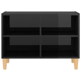 NNEVL TV Cabinet with Solid Wood Legs High Gloss Black 69.5x30x50 cm