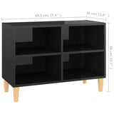 NNEVL TV Cabinet with Solid Wood Legs High Gloss Black 69.5x30x50 cm