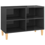 NNEVL TV Cabinet with Solid Wood Legs High Gloss Grey 69.5x30x50 cm