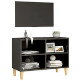 NNEVL TV Cabinet with Solid Wood Legs High Gloss Grey 69.5x30x50 cm