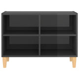 NNEVL TV Cabinet with Solid Wood Legs High Gloss Grey 69.5x30x50 cm