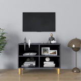 NNEVL TV Cabinet with Solid Wood Legs High Gloss Grey 69.5x30x50 cm