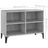 NNEVL TV Cabinet with Metal Legs Concrete Grey 69.5x30x50 cm