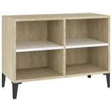NNEVL TV Cabinet with Metal Legs White and Sonoma Oak 69.5x30x50 cm