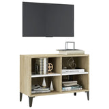 NNEVL TV Cabinet with Metal Legs White and Sonoma Oak 69.5x30x50 cm