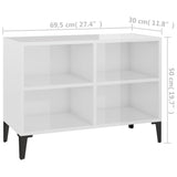 NNEVL TV Cabinet with Metal Legs High Gloss White 69.5x30x50 cm