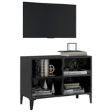 NNEVL TV Cabinet with Metal Legs High Gloss Black 69.5x30x50 cm