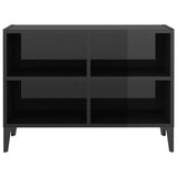 NNEVL TV Cabinet with Metal Legs High Gloss Black 69.5x30x50 cm