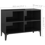 NNEVL TV Cabinet with Metal Legs High Gloss Black 69.5x30x50 cm
