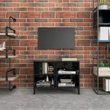NNEVL TV Cabinet with Metal Legs High Gloss Black 69.5x30x50 cm