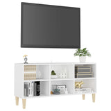 NNEVL TV Cabinet with Solid Wood Legs White 103.5x30x50 cm