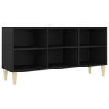 NNEVL TV Cabinet with Solid Wood Legs Black 103.5x30x50 cm