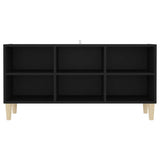 NNEVL TV Cabinet with Solid Wood Legs Black 103.5x30x50 cm