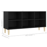 NNEVL TV Cabinet with Solid Wood Legs Black 103.5x30x50 cm