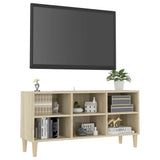 NNEVL TV Cabinet with Solid Wood Legs Sonoma Oak 103.5x30x50 cm