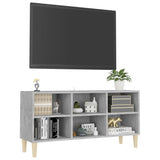 NNEVL TV Cabinet with Solid Wood Legs Concrete Grey 103.5x30x50 cm