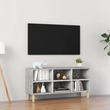 NNEVL TV Cabinet with Solid Wood Legs Concrete Grey 103.5x30x50 cm