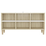 NNEVL TV Cabinet with Solid Wood Legs White and Sonoma Oak 103.5x30x50 cm