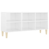 NNEVL TV Cabinet with Solid Wood Legs High Gloss White 103.5x30x50 cm