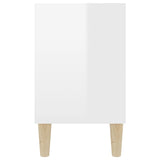NNEVL TV Cabinet with Solid Wood Legs High Gloss White 103.5x30x50 cm