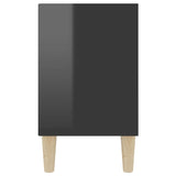 NNEVL TV Cabinet with Solid Wood Legs High Gloss Black 103.5x30x50 cm