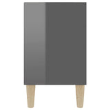 NNEVL TV Cabinet with Solid Wood Legs High Gloss Grey 103.5x30x50 cm