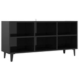 NNEVL TV Cabinet with Metal Legs High Gloss Black 103.5x30x50 cm