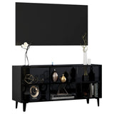 NNEVL TV Cabinet with Metal Legs High Gloss Black 103.5x30x50 cm