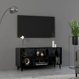 NNEVL TV Cabinet with Metal Legs High Gloss Black 103.5x30x50 cm