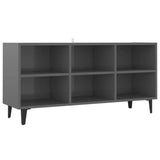 NNEVL TV Cabinet with Metal Legs High Gloss Grey 103.5x30x50 cm