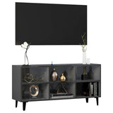 NNEVL TV Cabinet with Metal Legs High Gloss Grey 103.5x30x50 cm
