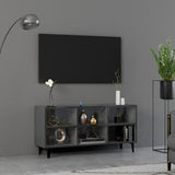 NNEVL TV Cabinet with Metal Legs High Gloss Grey 103.5x30x50 cm