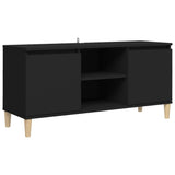 NNEVL TV Cabinet with Solid Wood Legs Black 103.5x35x50 cm