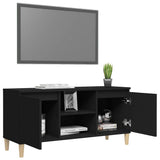 NNEVL TV Cabinet with Solid Wood Legs Black 103.5x35x50 cm