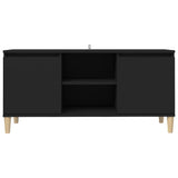 NNEVL TV Cabinet with Solid Wood Legs Black 103.5x35x50 cm