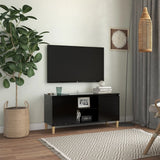 NNEVL TV Cabinet with Solid Wood Legs Black 103.5x35x50 cm