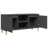 NNEVL TV Cabinet with Solid Wood Legs Grey 103.5x35x50 cm