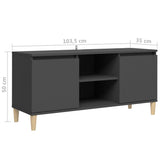 NNEVL TV Cabinet with Solid Wood Legs Grey 103.5x35x50 cm