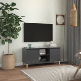 NNEVL TV Cabinet with Solid Wood Legs Grey 103.5x35x50 cm