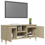 NNEVL TV Cabinet with Solid Wood Legs Sonoma Oak 103.5x35x50 cm