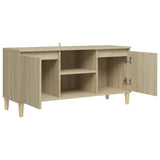 NNEVL TV Cabinet with Solid Wood Legs Sonoma Oak 103.5x35x50 cm
