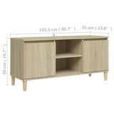 NNEVL TV Cabinet with Solid Wood Legs Sonoma Oak 103.5x35x50 cm