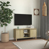NNEVL TV Cabinet with Solid Wood Legs Sonoma Oak 103.5x35x50 cm