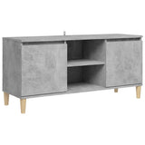 NNEVL TV Cabinet with Solid Wood Legs Concrete Grey 103.5x35x50 cm