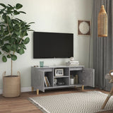 NNEVL TV Cabinet with Solid Wood Legs Concrete Grey 103.5x35x50 cm