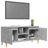 NNEVL TV Cabinet with Solid Wood Legs Concrete Grey 103.5x35x50 cm