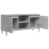NNEVL TV Cabinet with Solid Wood Legs Concrete Grey 103.5x35x50 cm